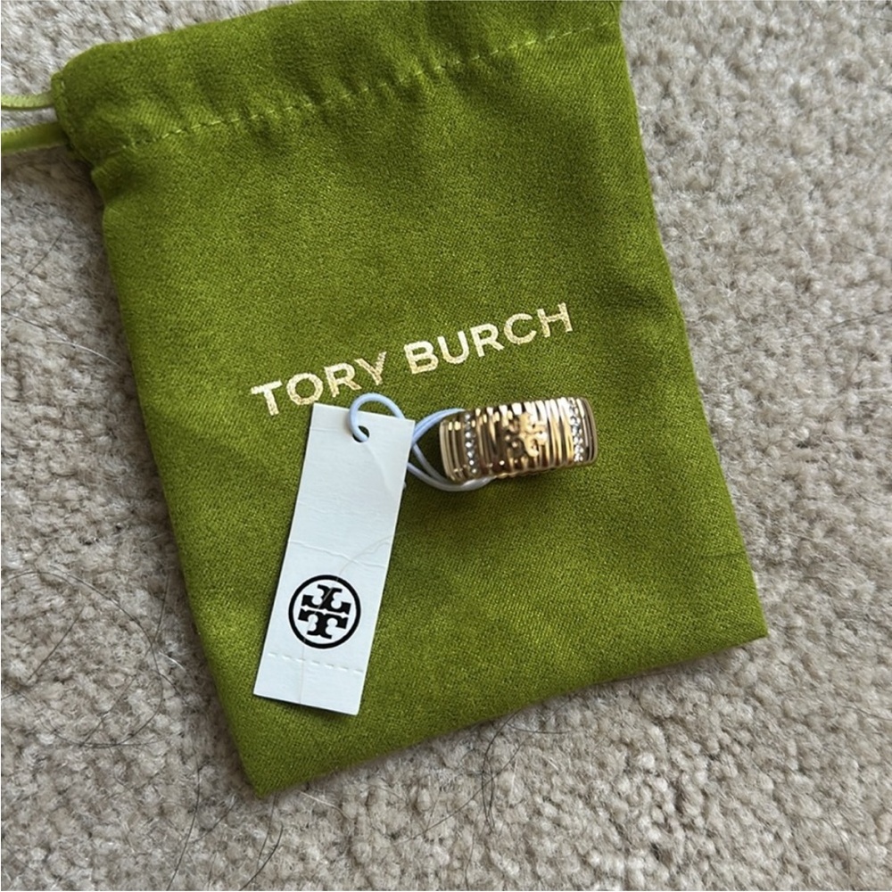 Tory Burch textured rope Pave Ring